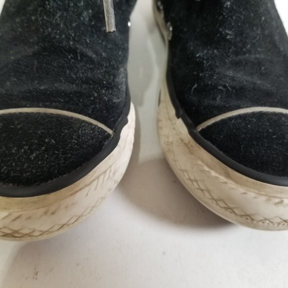 Converse High Top Ankle Boot Black Cuffed Fur Zip Chuck Taylor 12 Junior - Picture 11 of 15